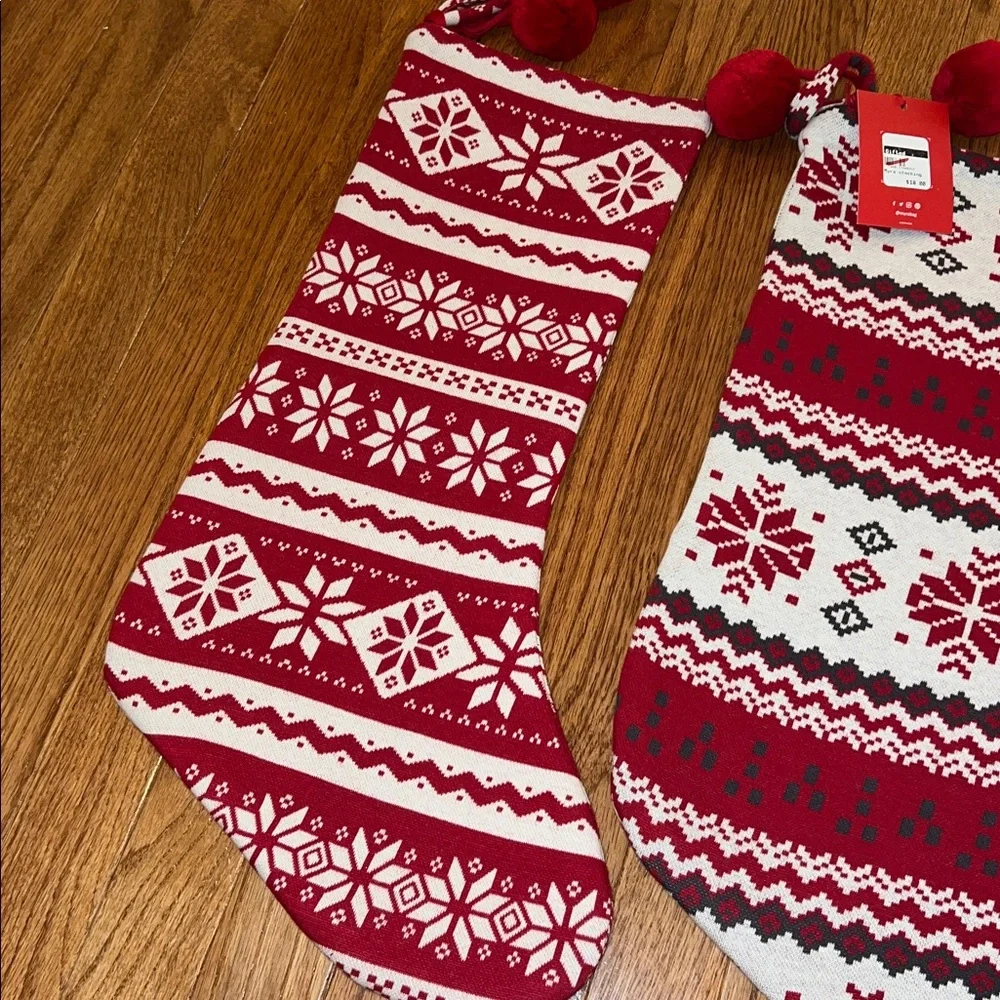 NWT Set of 2 Myra Bag Nordic Red & White Christmas Stockings
